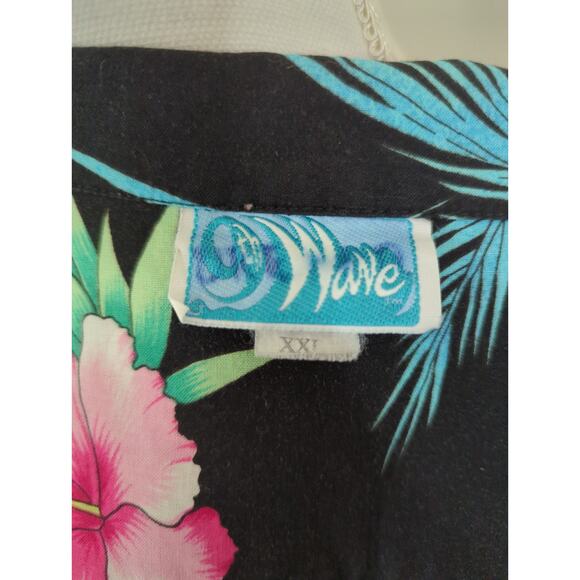 Vintage 9th Wave Hawaiian tropical button up shirt black - Picture 8 of 8